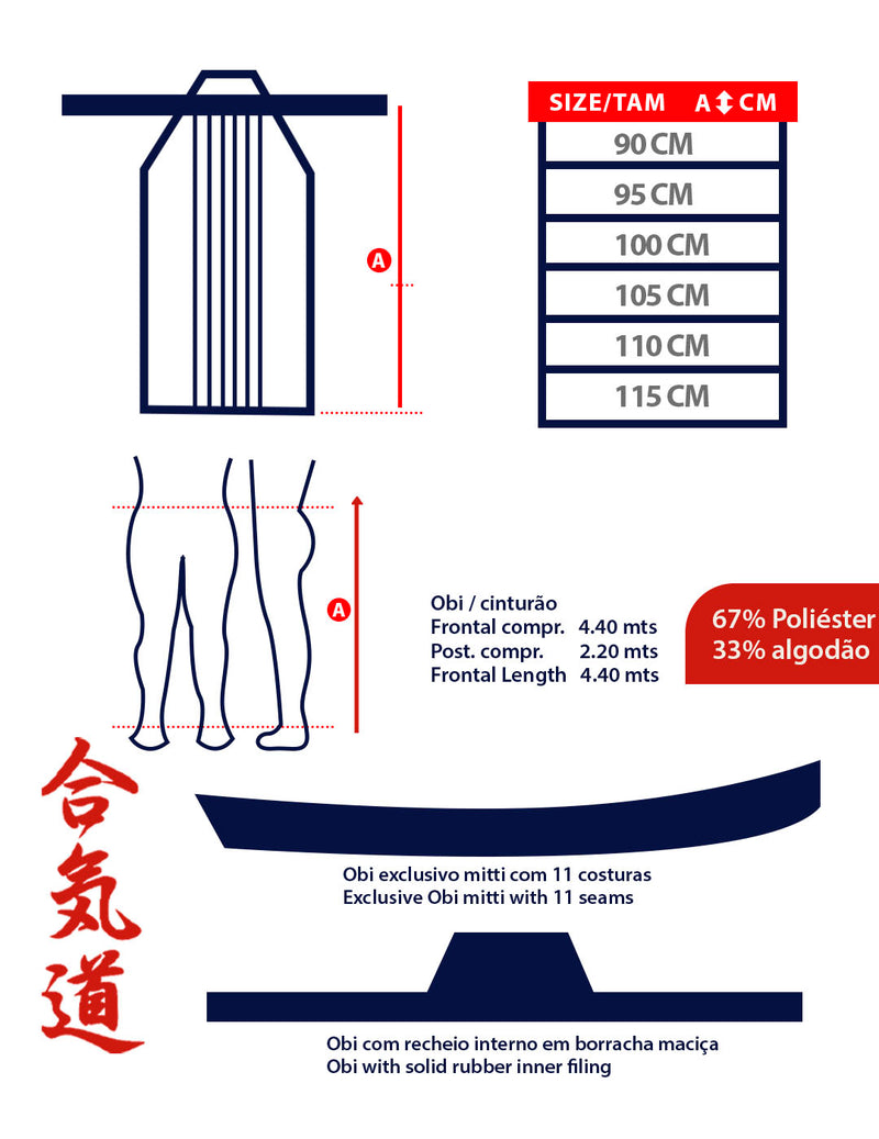 Hakama para aikido preto ou azul
