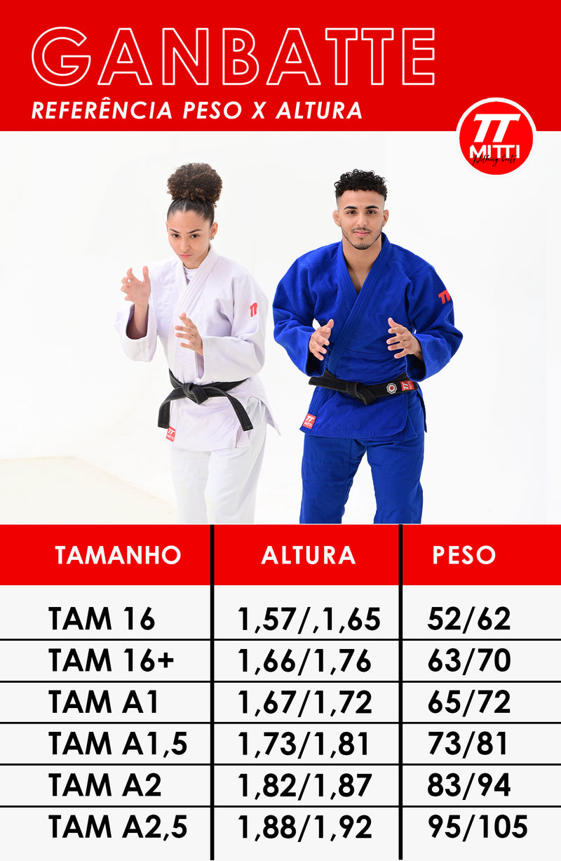 kimono para Judô modelo GANBATTE Trançado Pesado 760 grs/mt²